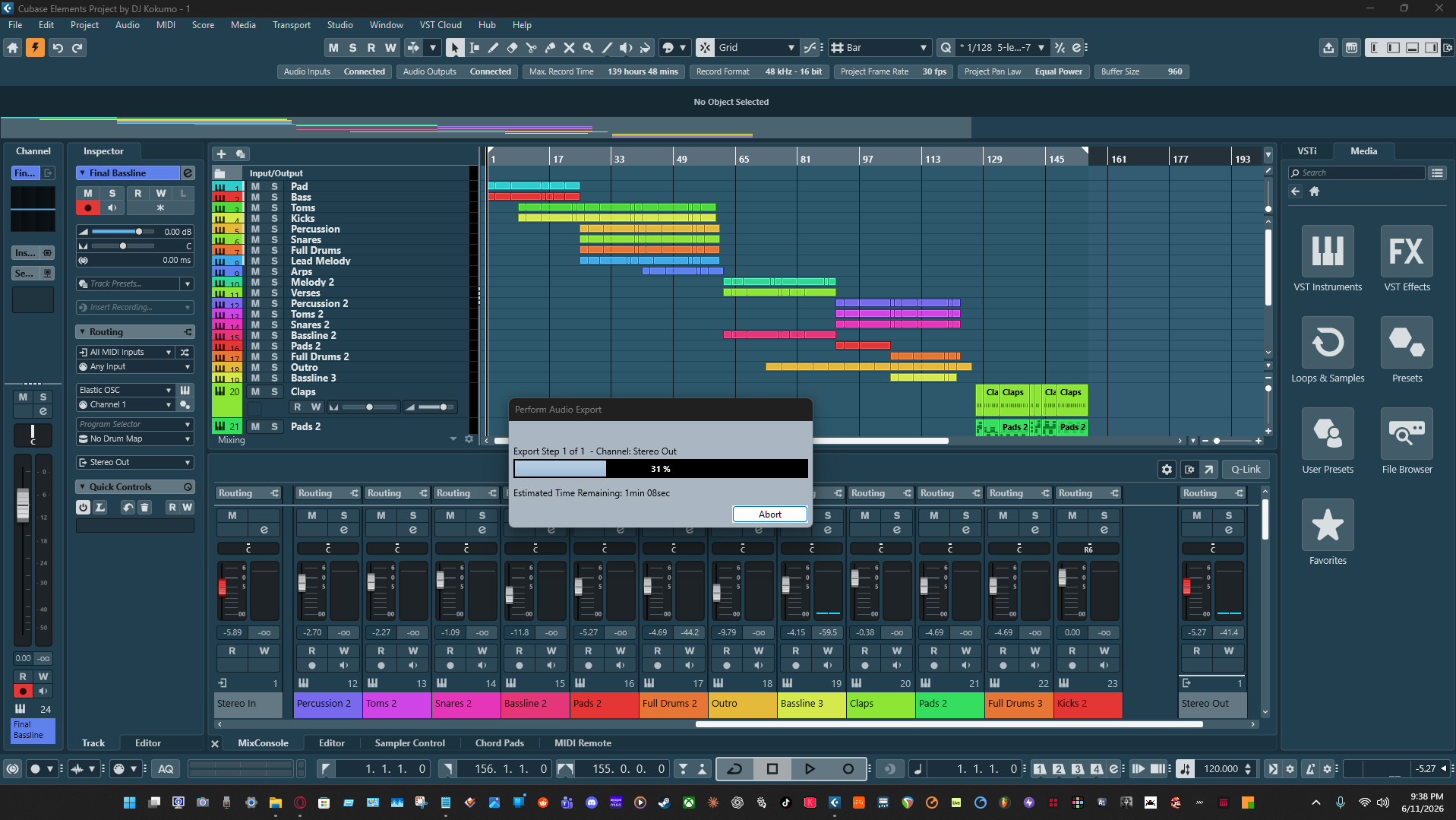 DAW session screenshot from June 11, 2026