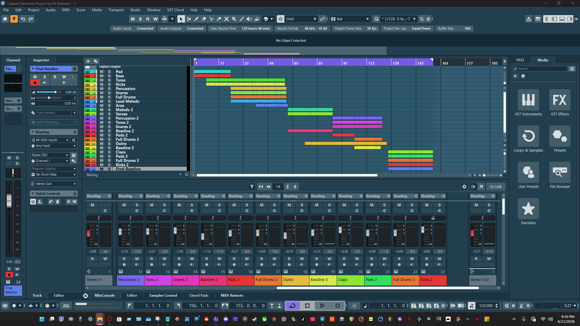 DAW session screenshot from June 11, 2026
